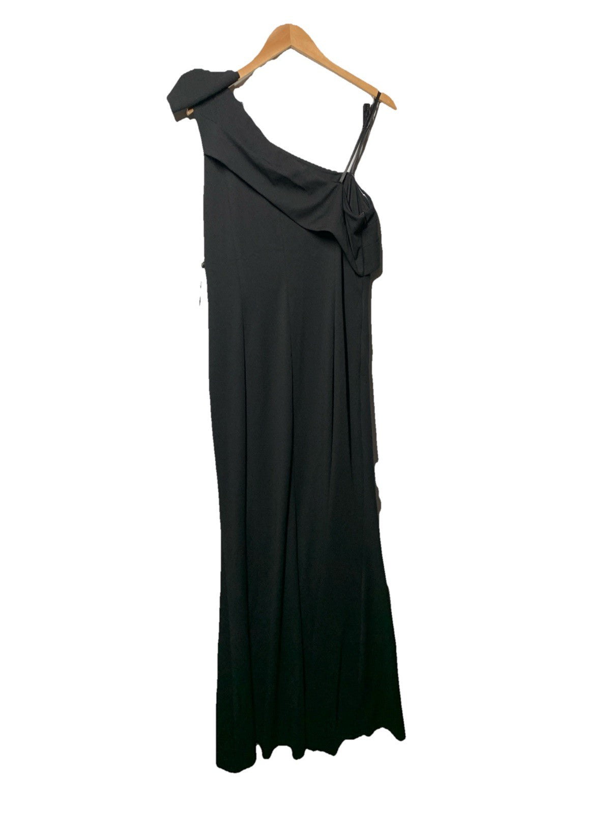 Adrianna Papell Bow Gown Stretch Crepe Maxi Dress Holiday Formal Size 14 Black