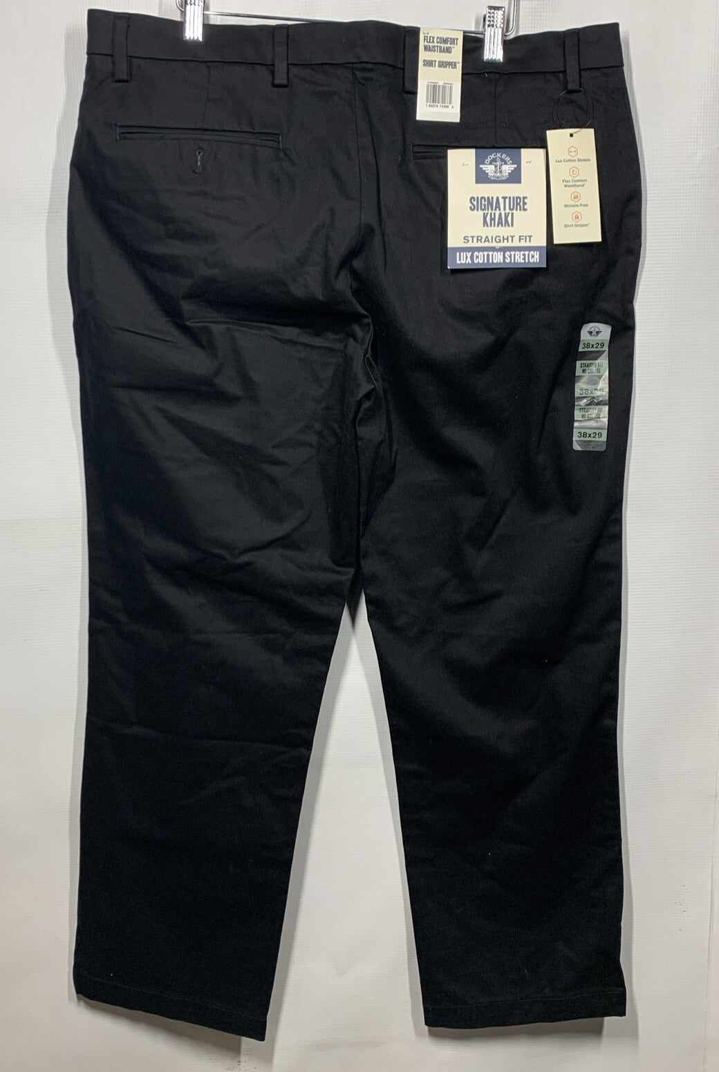 Dockers Signature Khaki Men's Pants Straight Fit Lux Cotton Stretch 38X29 Black