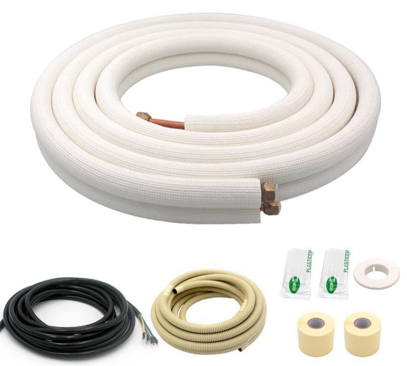 16Ft Mini Split Line Set Air Conditioning Copper Tubing Pipe Extension 1/4 & 1/2