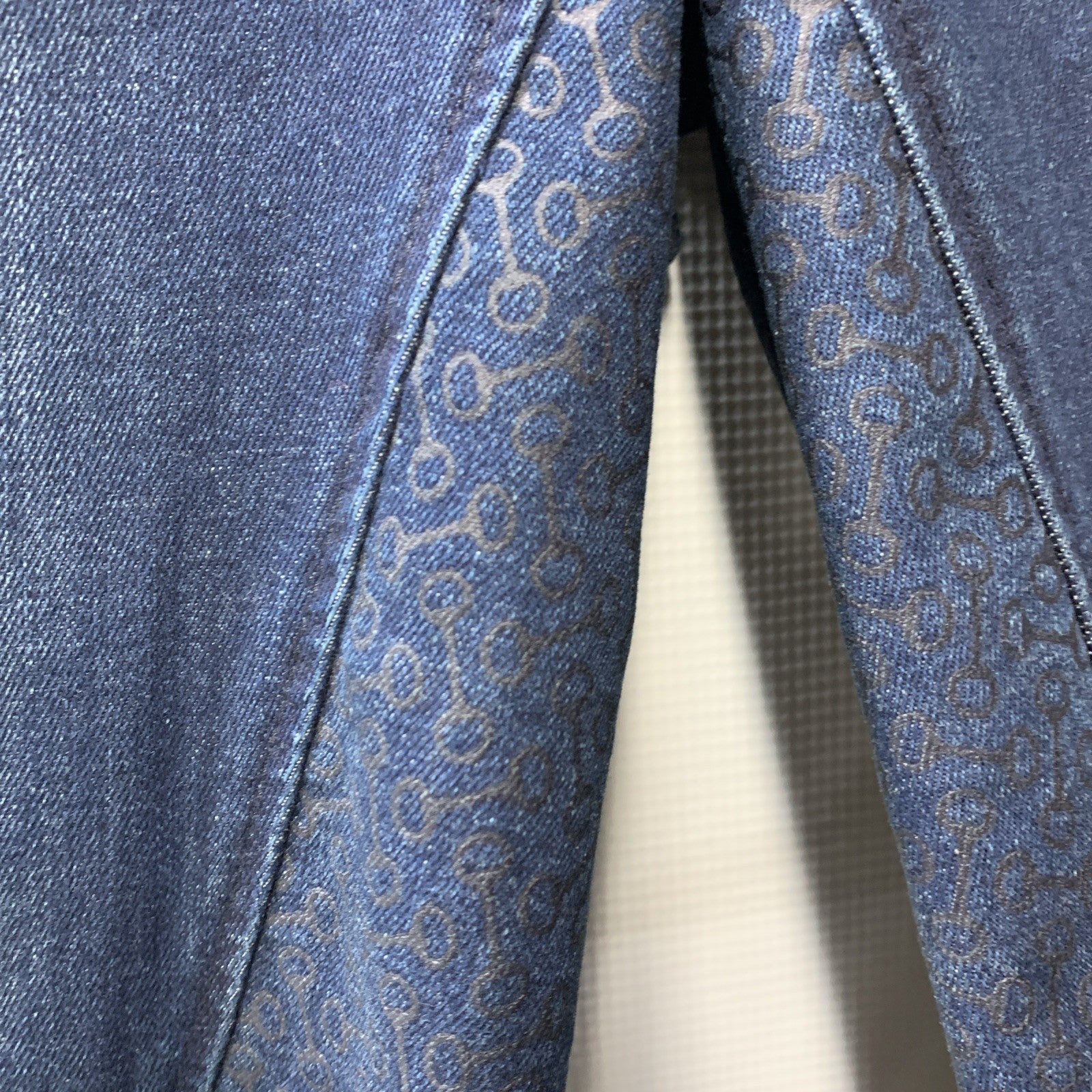 Horze Kaia Womens High Waist Denim Silicone Full Seat Breeches Dark Blue Size 32