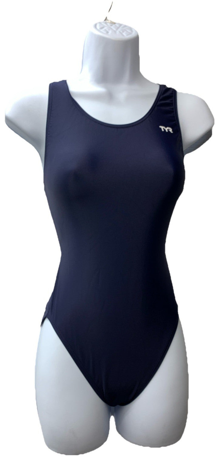 TYR MSO1A Womens Sport Wide Straps Solid X-back One Piece Swimsuit Navy Size 32