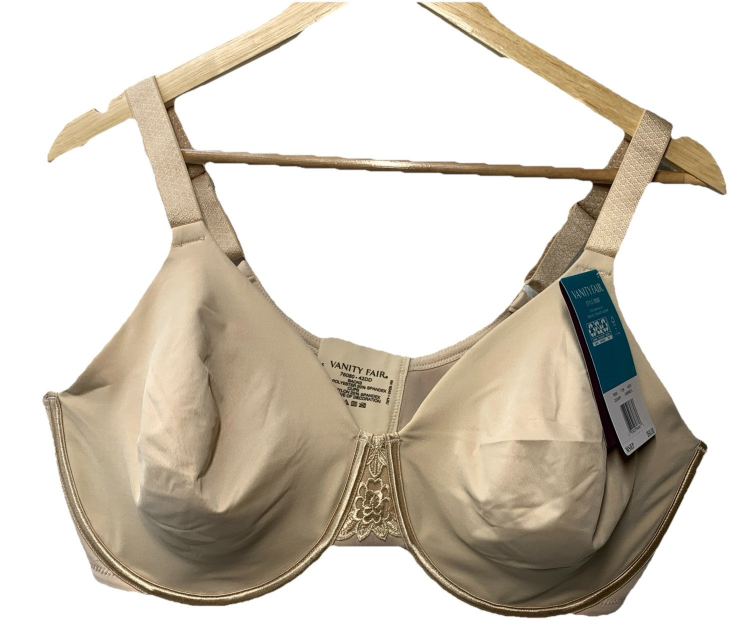 Vanity Fair Beauty Back Smoothing Full Figure Minimizer Bra 76080 42DD Beige
