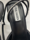 Steve Madden Viable High Stiletto Embellished Ankle Strap Size 10 Satin Black