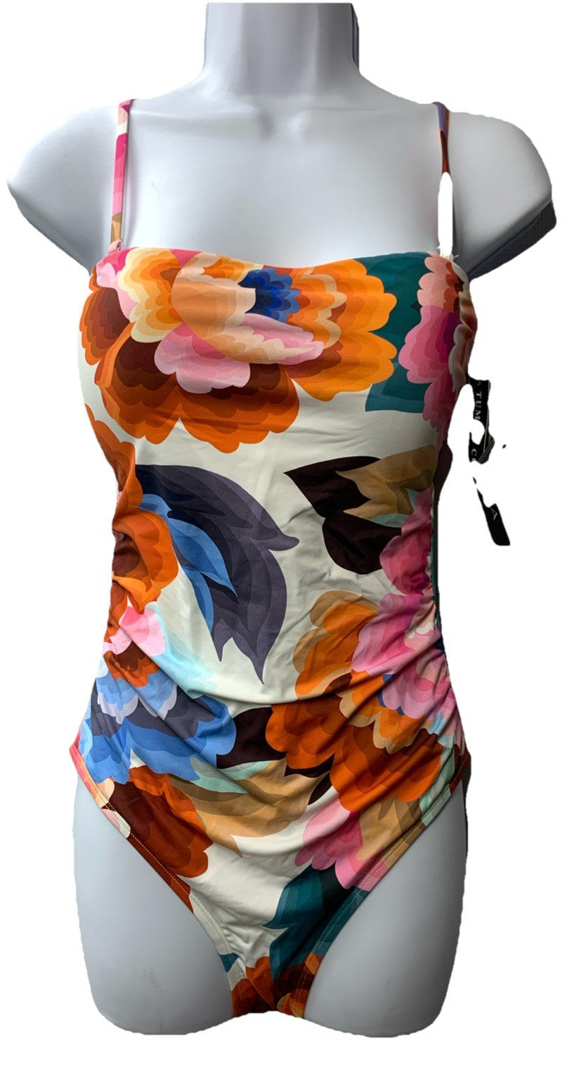 La Blanca Floral Rhythm Bandeau Mio (Multi) Womens Swimsuits One Piece Size 8