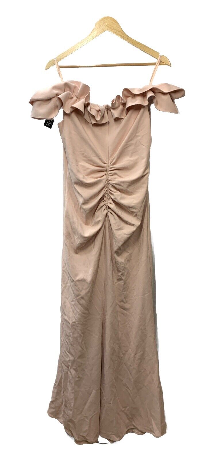 Xscape Women's Long Stretch Scuba Crepe Ruffle Collar Ruched Dress 4914X Size 14