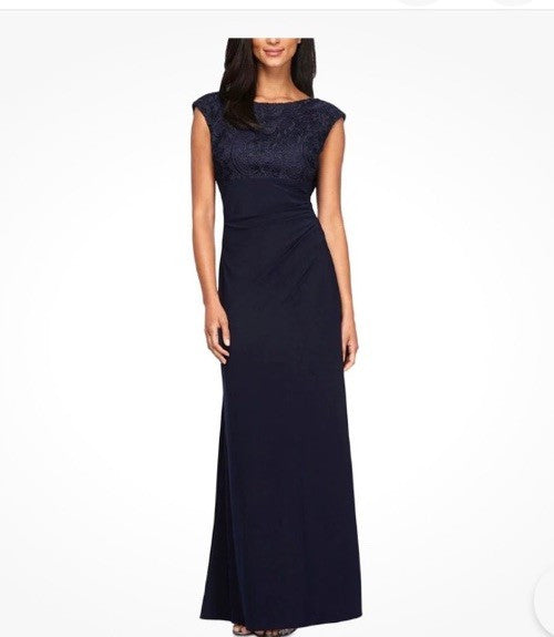 Alex Evenings Cap Sleeve Women's Waist Evening Party Long Dress Cocktail Size 10