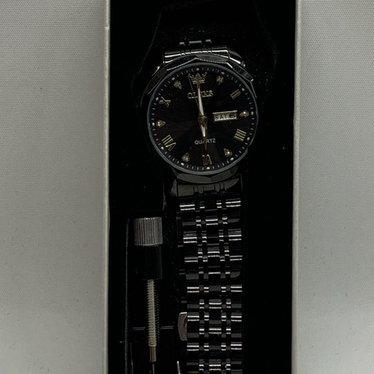 OLEVS Watch for Men Diamond Business Dress Analog Quartz Stainless Steel Waterpr