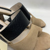 Sanctuary Women's Leather Cafe and Black Brisk Heeled Sandals Size 5.5 Slip-on