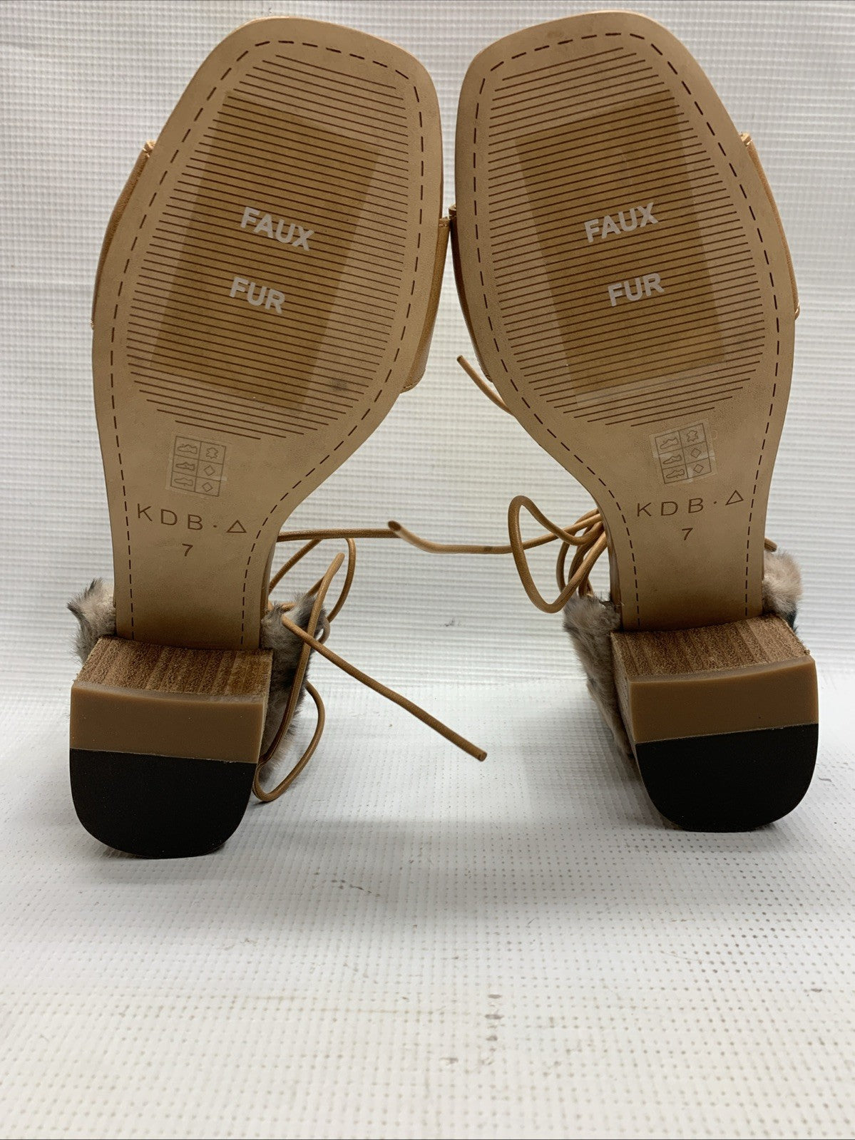 Kelsi Dagger Brooklyn Women's Sam Heeled Sandal Size 7 Brown Open Toe Faux Fur