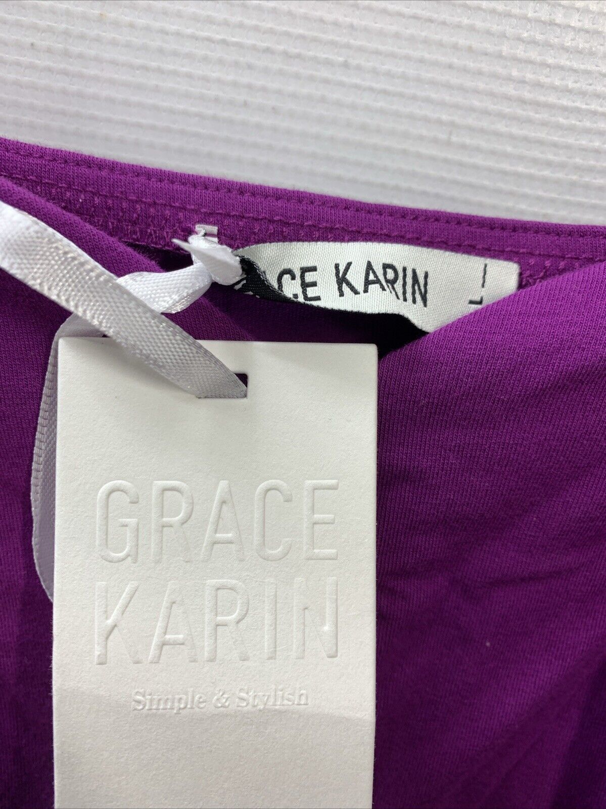 GRACE KARIN Women's Lantern Long Sleeve Blouse Retro Slim Fit Size L Purple