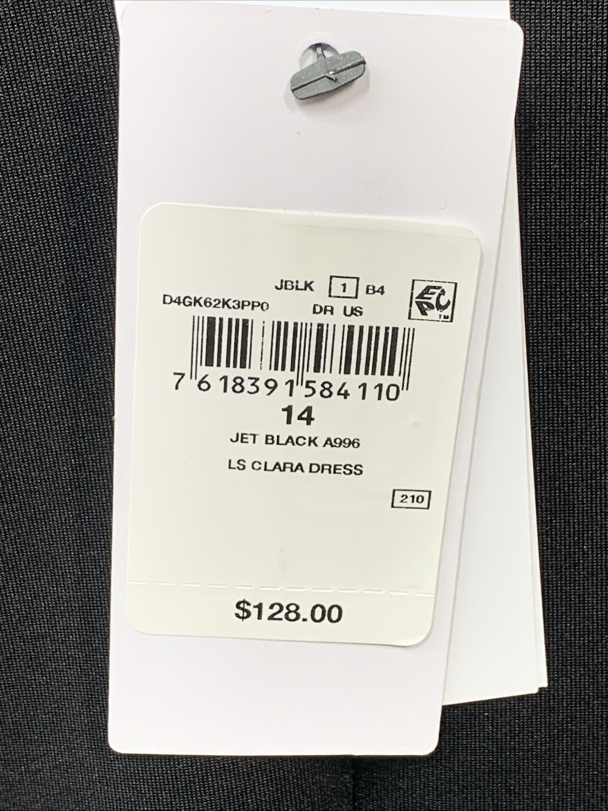 GUESS Women's Long Sleeve Clara Dress 14 Black Flattering  V-Neck V-back Shape