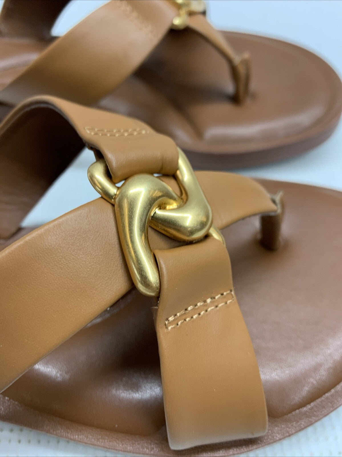 Aerosoles GAIA Tan Leather 293 Sandal Size 6.5M Open Toe Crisscross Strap Slipon