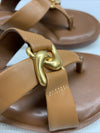 Aerosoles GAIA Tan Leather 293 Sandal Size 6.5M Open Toe Crisscross Strap Slipon