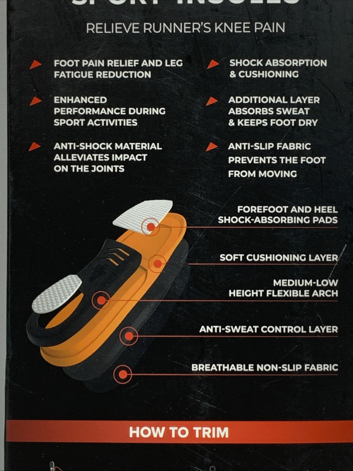 Running Athletic Shoe Insoles Men Women for Running Gym Workouts Black Small