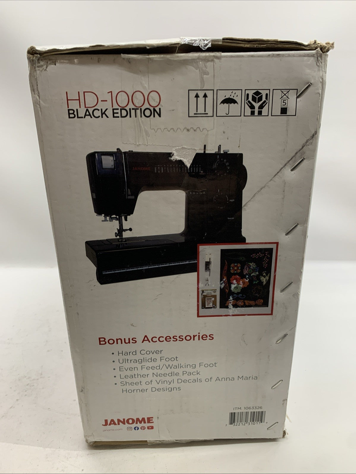 Janome HD1000 Black Edition Heavy Duty Metal Body Sewing Machine 4-Step Buttonho