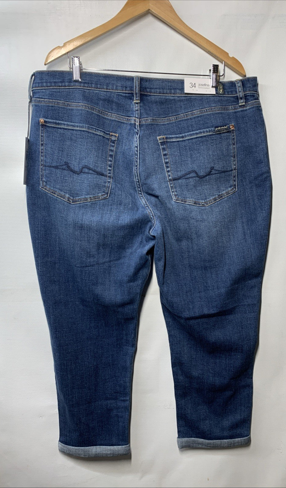 7 For All Mankind Josefina Feminine Boyfriend Jean Long Pant with Pocket Size 34