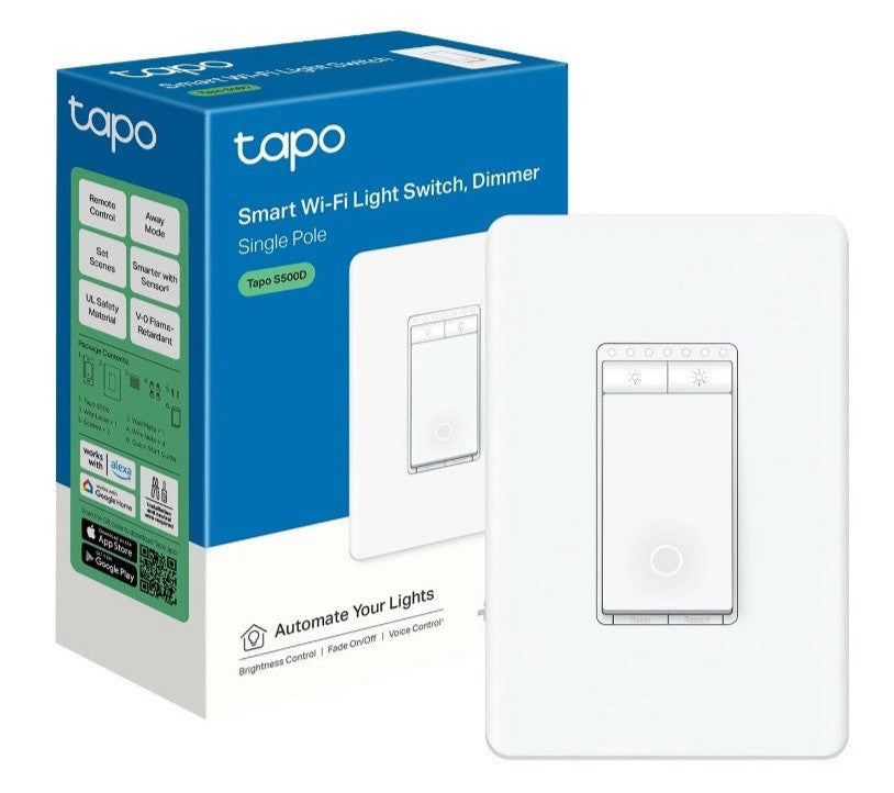 TP-Link Tapo S500D Smart 2.4GHz Wi-fi Light Dimmer Switch, Single Pole White