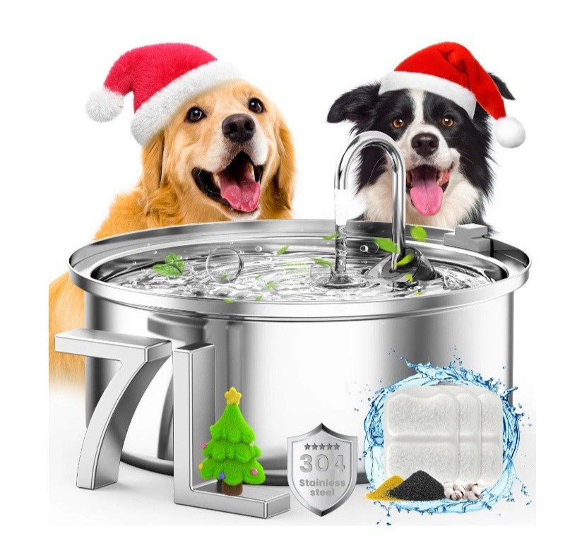 oneisall Dog Water Fountain Stainless Steel for Large Dogs Cats and Multi-Pet Ho