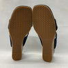 NYDJ Womens Contessa Suede Wedge Sandals Navy Size 10M Slip-on Open Toe Suede