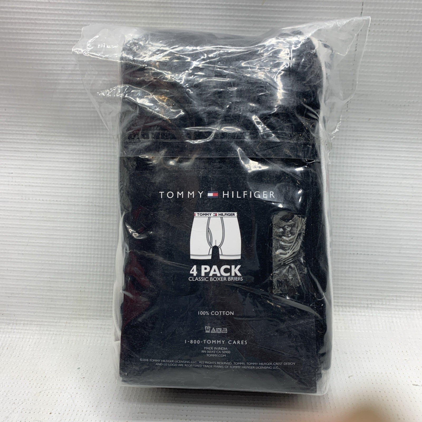 Tommy Hilfiger Classic Boxer Briefs Underwear 100% Cotton Size Large - 4 Pack