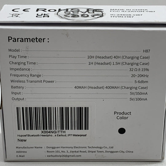 Wireless Earbuds Sport H87 2025 Bluetooth 5.4 Headphones with Earhooks, A-Black