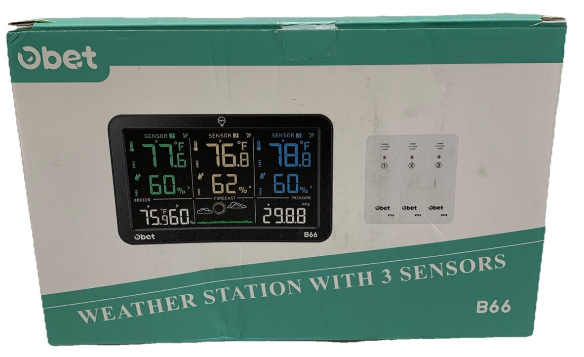 Obet Weather Station Wireless Indoor Outdoor Thermometer with 3 Sensors, Temp