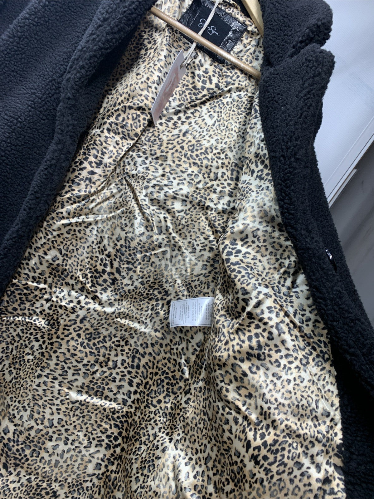 Jessica Simpson Women Winter Coat Sherpa Full Length Single Breast Size M Black