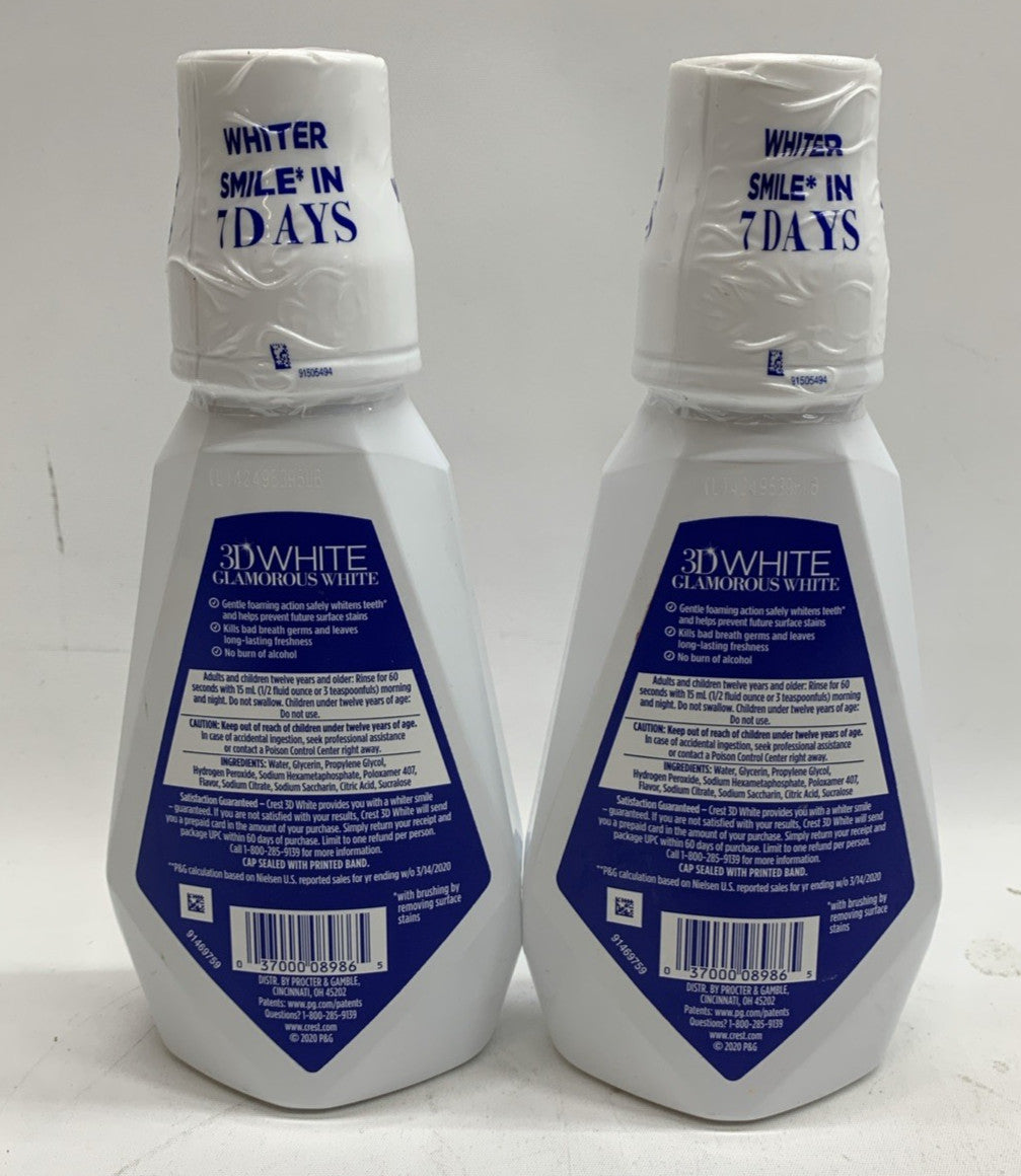 Crest 3D White Multi-Care Whitening Rinse Glamorous White Size 16oz - 2 Pack