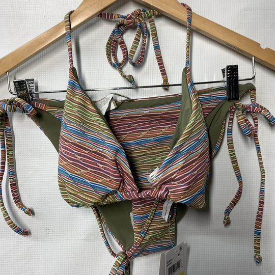 Becca Women's Free Spirit Triangle Top and Tie Side Bottom Bikini Set Medium