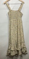 GRACE KARIN Summer Floral Boho Dress Square Neck Strapped Swing Size  Med Yellow