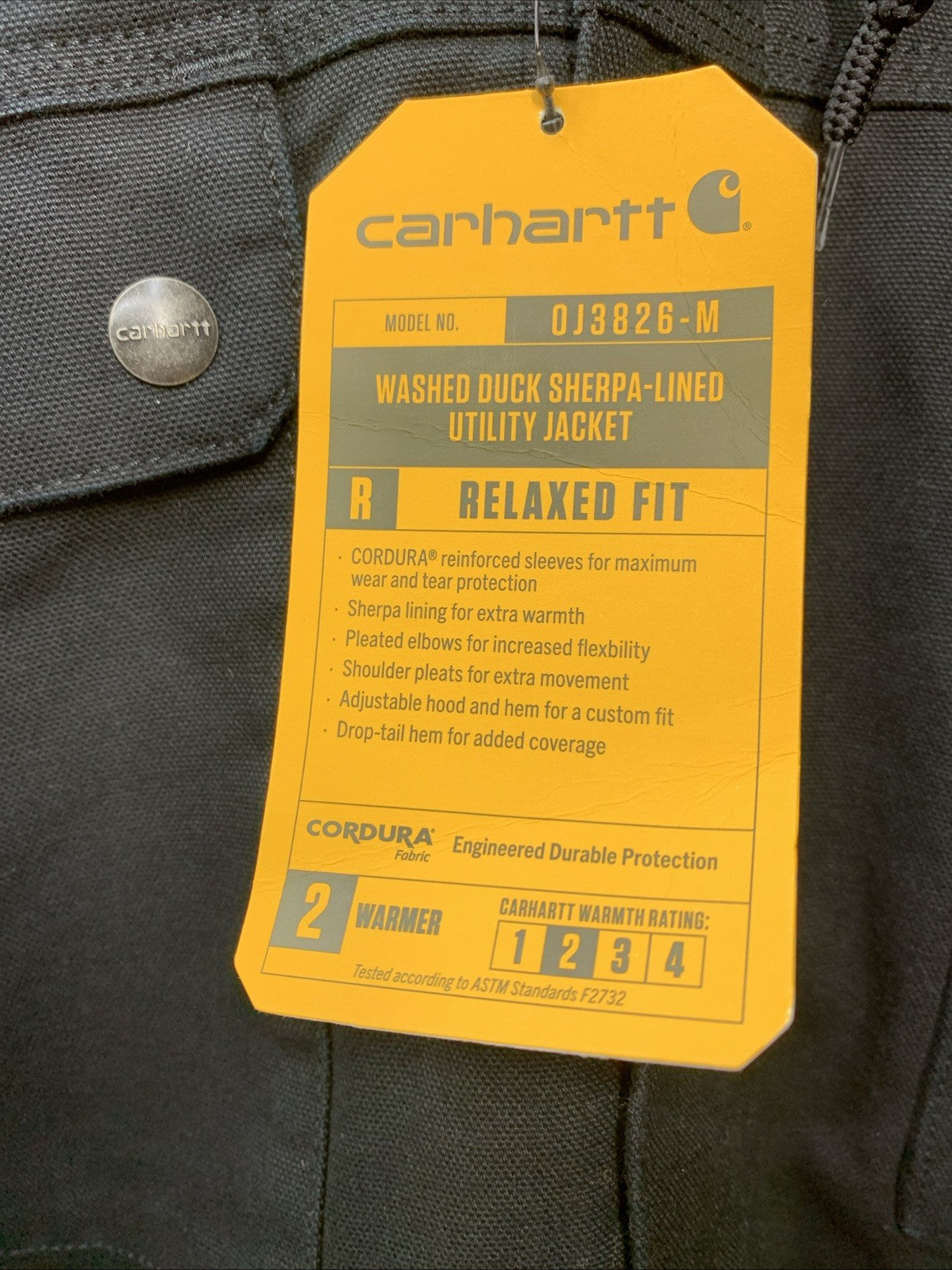 Carhartt Relaxed Fit Sherpa Lined Hooded Utility Jacket OJ3826-M Black Size 4XL