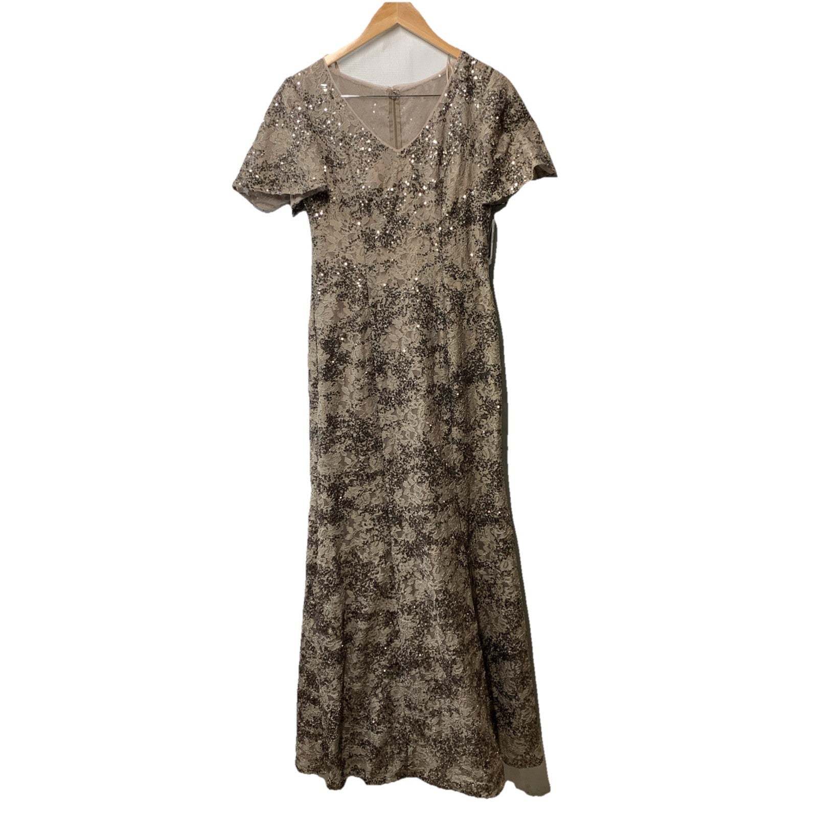 Alex Evenings Women Long Rosette Mother of The Bride Dress Taupe 81122384 Size 8