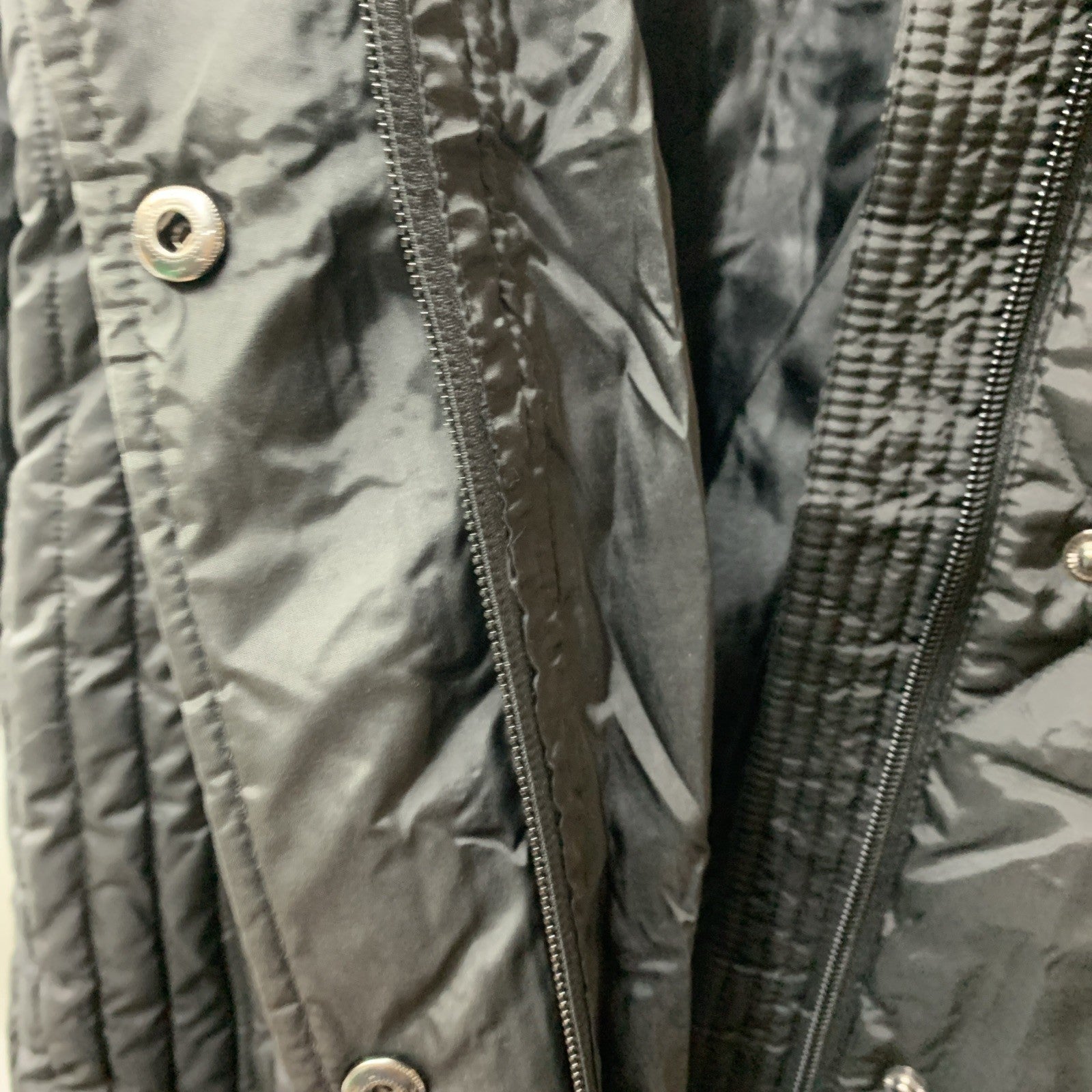 London Fog Hooded Down Puffer Jacket Coat Black Sz Small Long Sleeve L820627L93