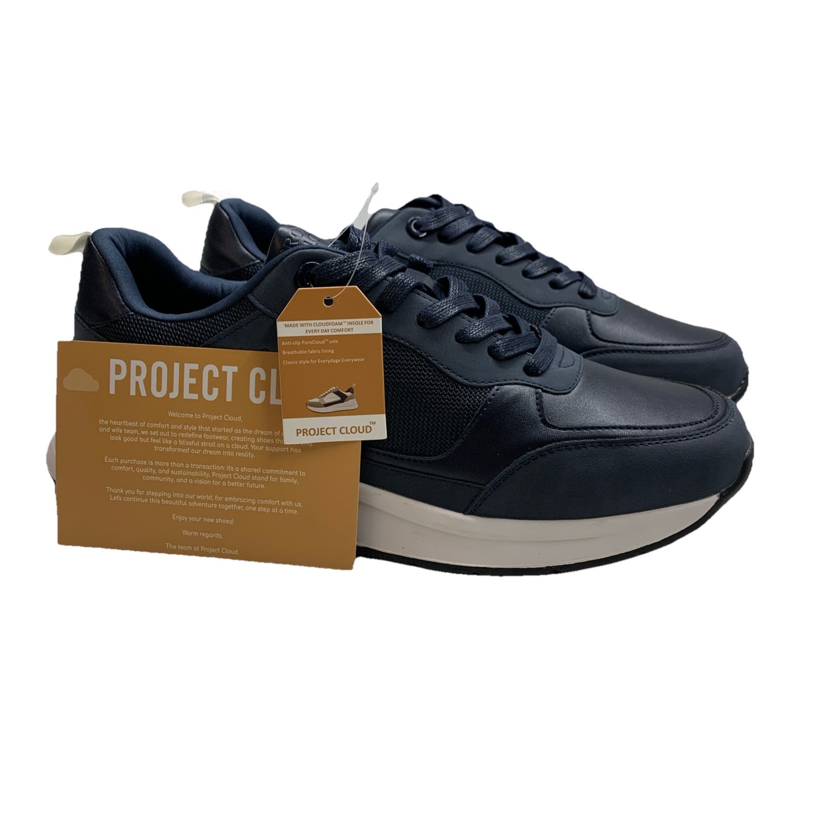 Project Cloud Men Shoe Kurt.A Navy/White Size 12 Lace-up Walking Sneaker Casual