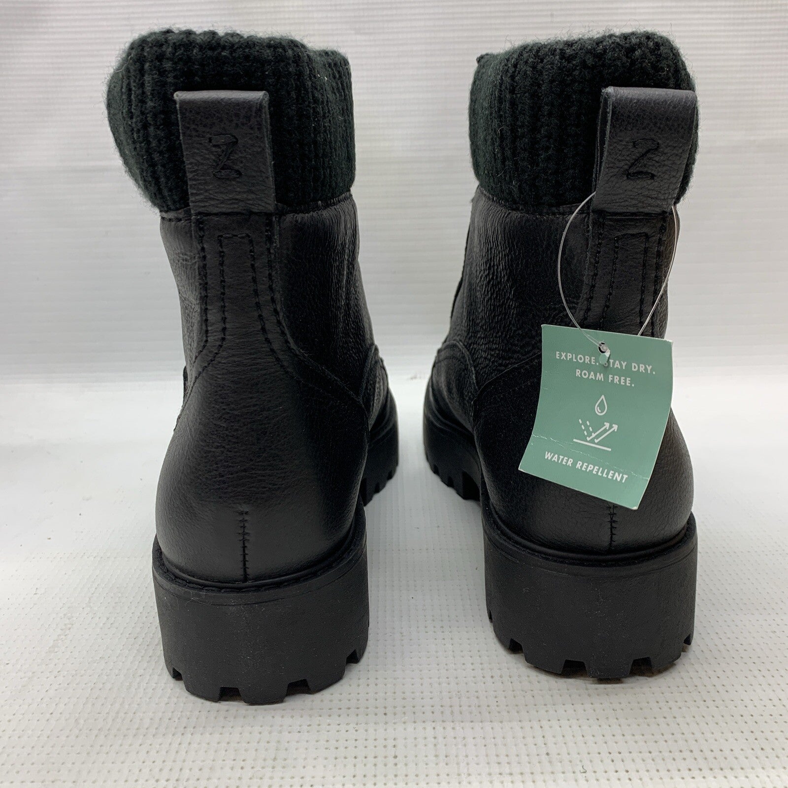 Zodiac Women's Soren Combat Ankle Boot Size 7.5 Black Leather H8103L1001 Block