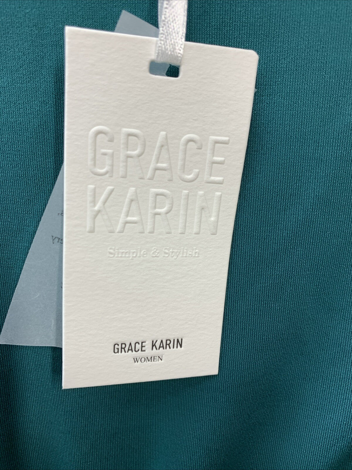 GRACE KARIN Women's One Shoulder Cocktail Dress Turquoise S Ruffle Short Sleeve