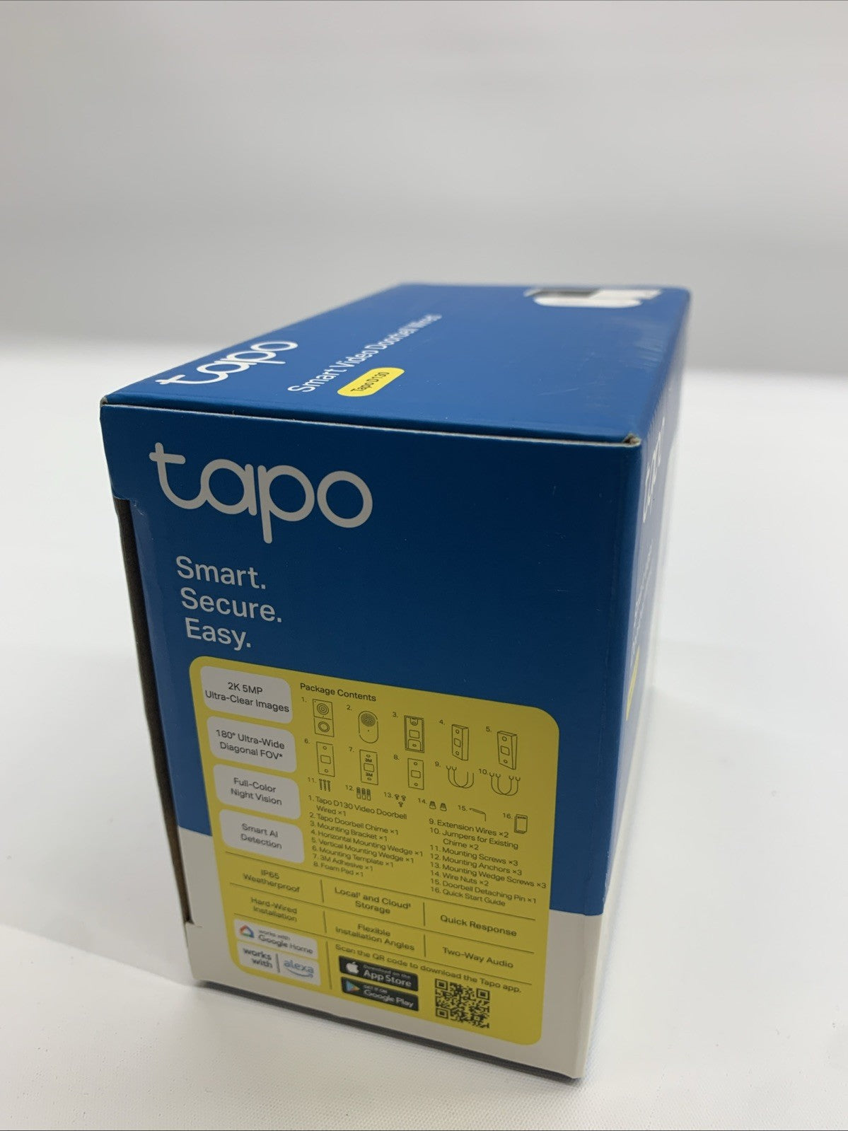 Tapo D130 2K Wired Smart Video Doorbell Full-Color Night Vision 180° Ultra-wide