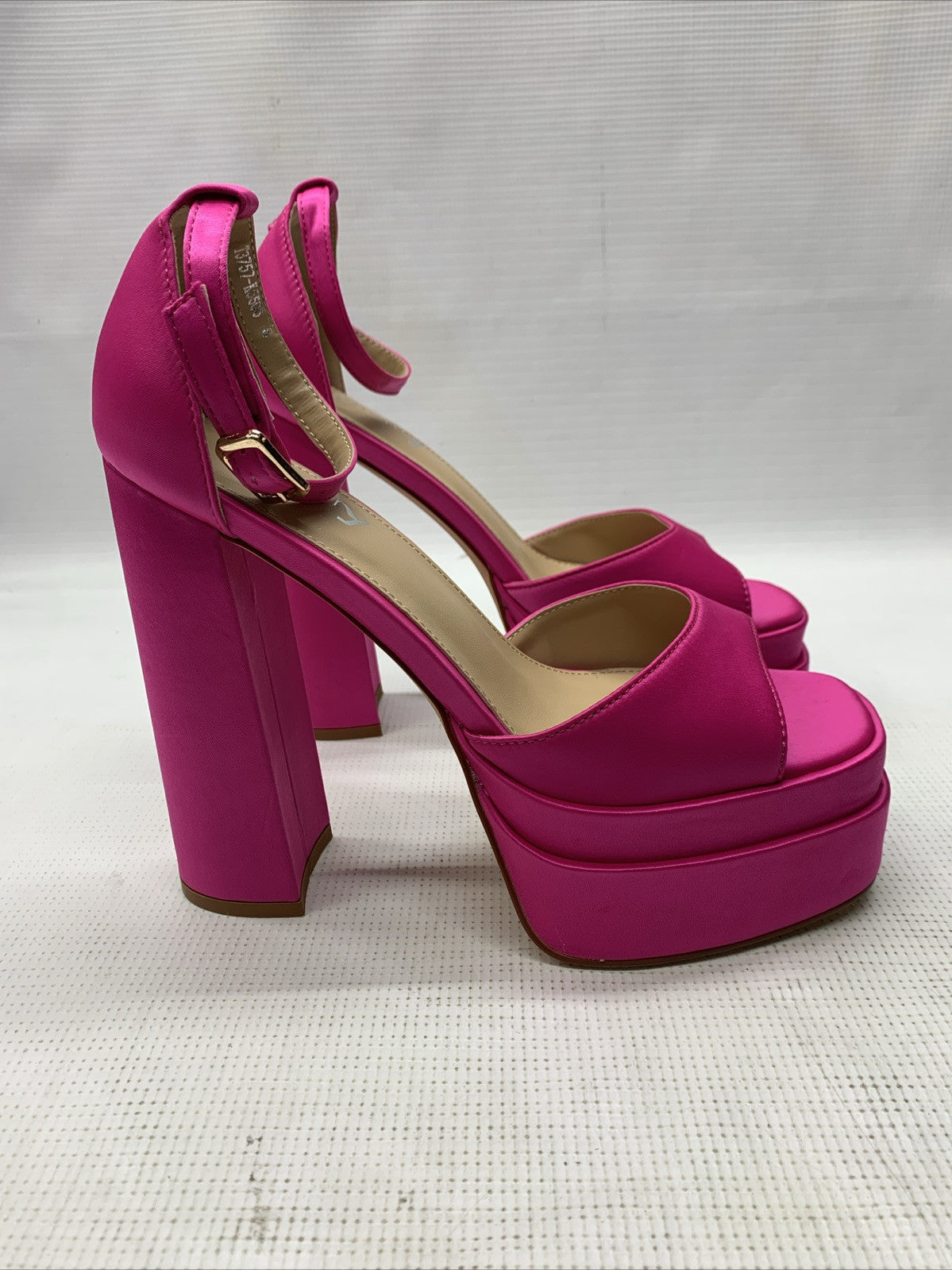 Vivianly Women Platform Ankle Strap Open Toe Chunky Block High Heels Rose Red 8