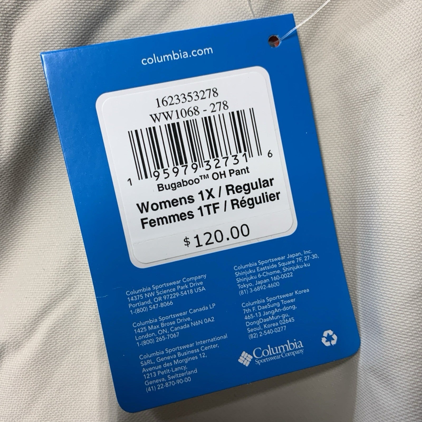 Columbia Women's Bugaboo OH Ski Long Pants Thermal Reflective WW1068-278 Size 1X