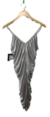 Norma Kamali Women's Silver Ruched V-Neck Mini Dress Evening Party Size S/36