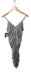 Norma Kamali Women's Silver Ruched V-Neck Mini Dress Evening Party Size S/36