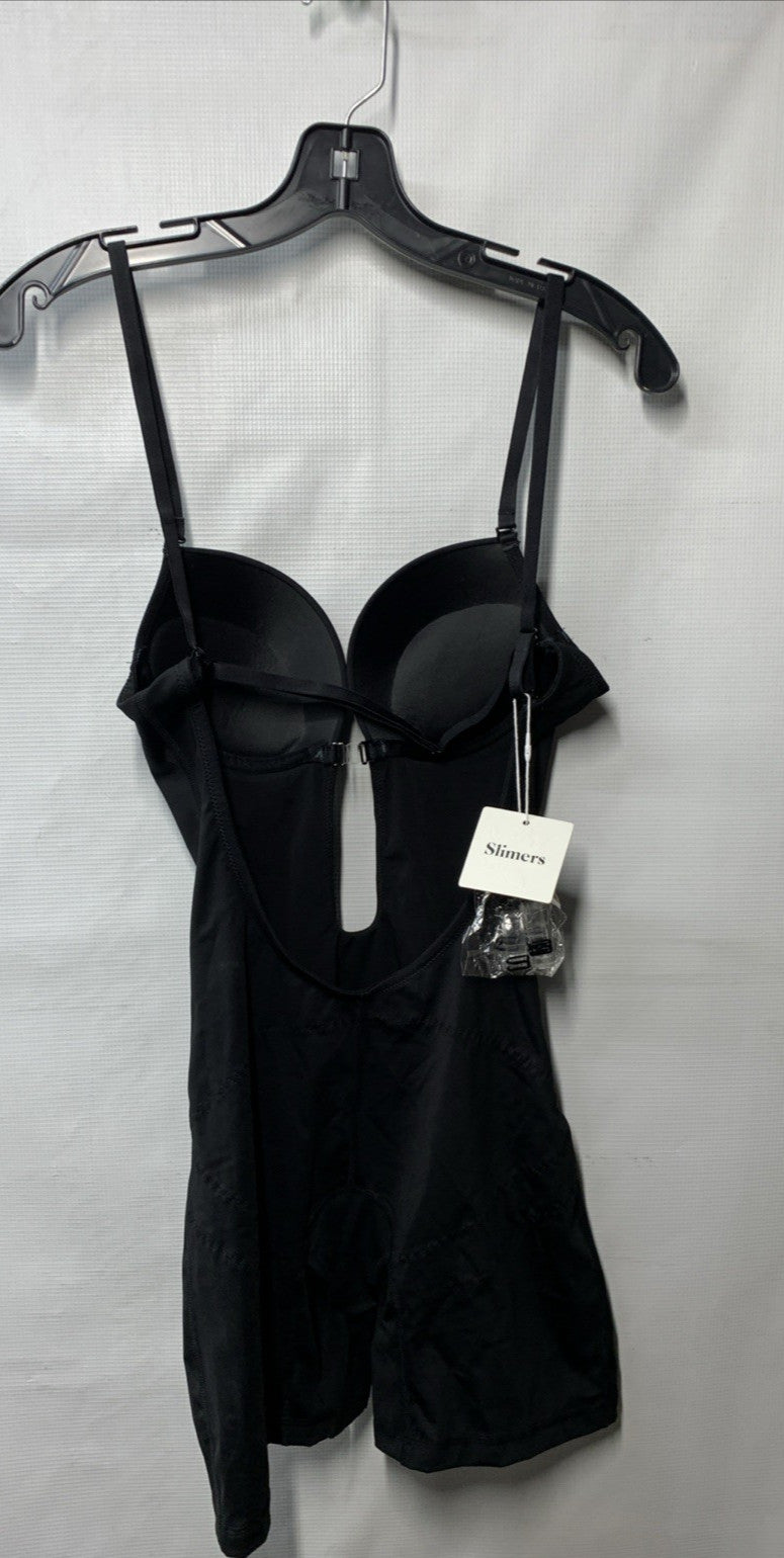 Black women's thong shapewear with tummy control and low back U plunge design, size S, from The Family Flips.