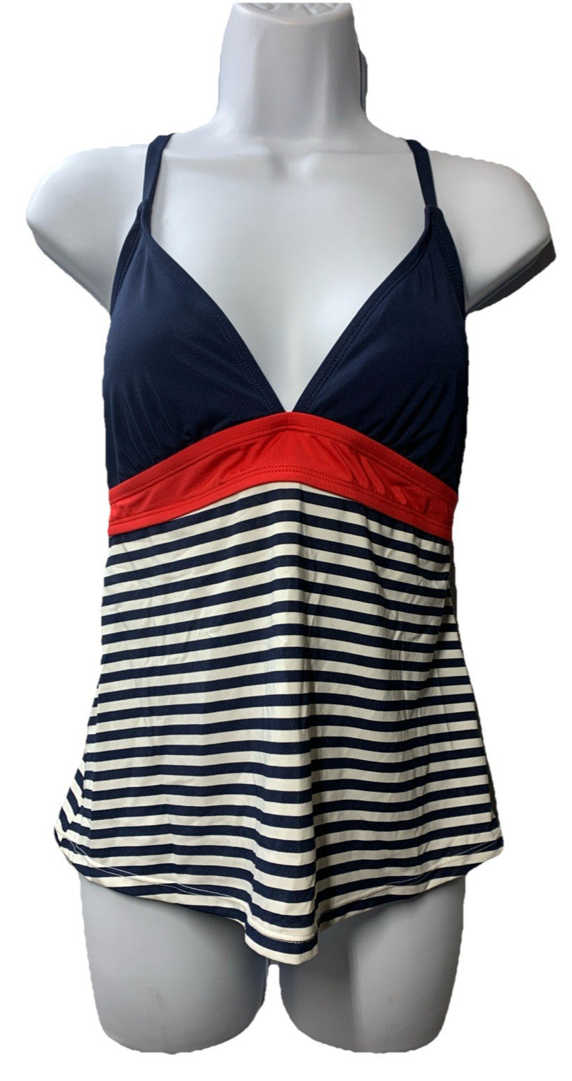 Carve Designs Stinson Womens Tankini Nylon Stretch Pullover Large Red White Blue