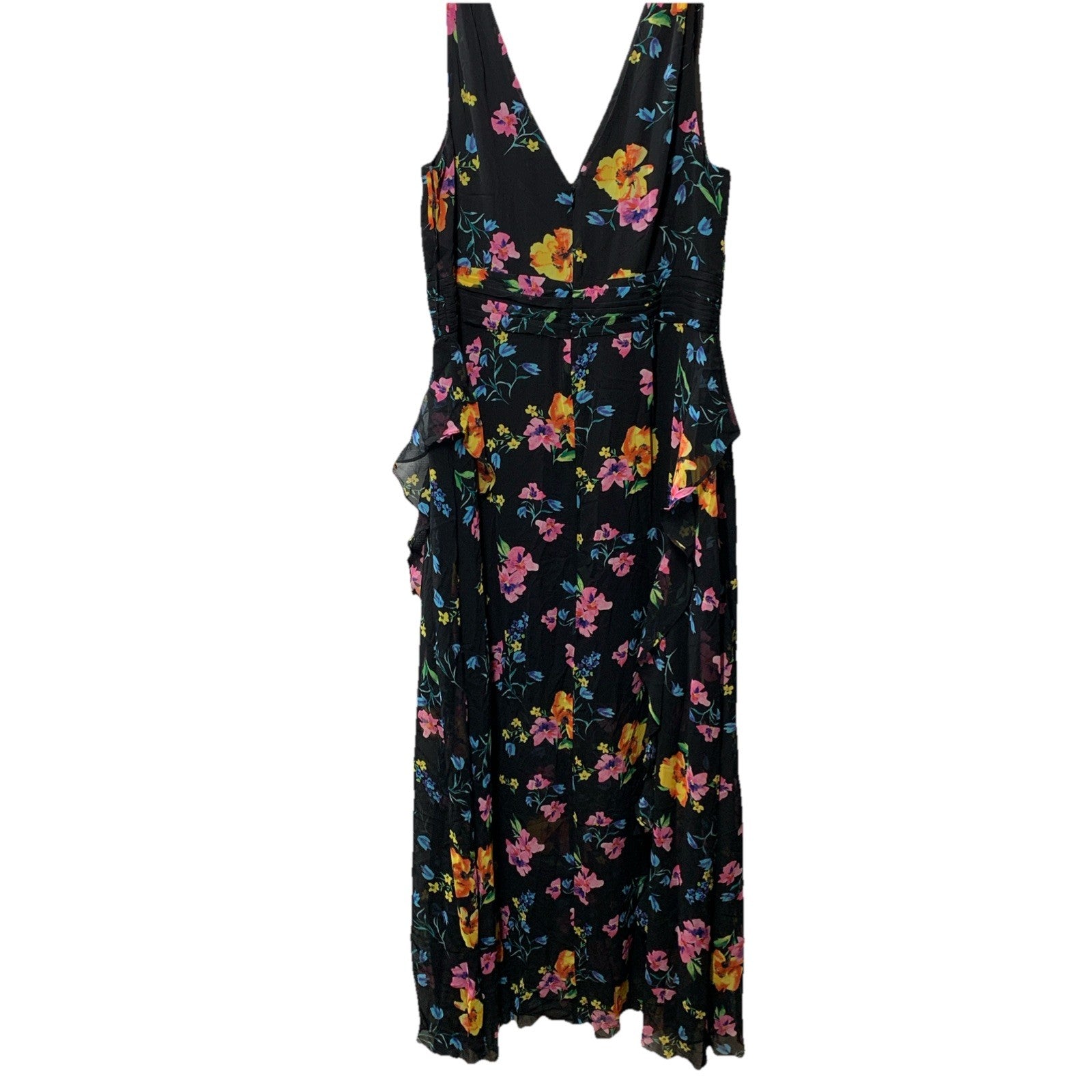 Guess Midnight Fields Women Maxi Dress Size 14 Floral Print Sleeveless V-neck