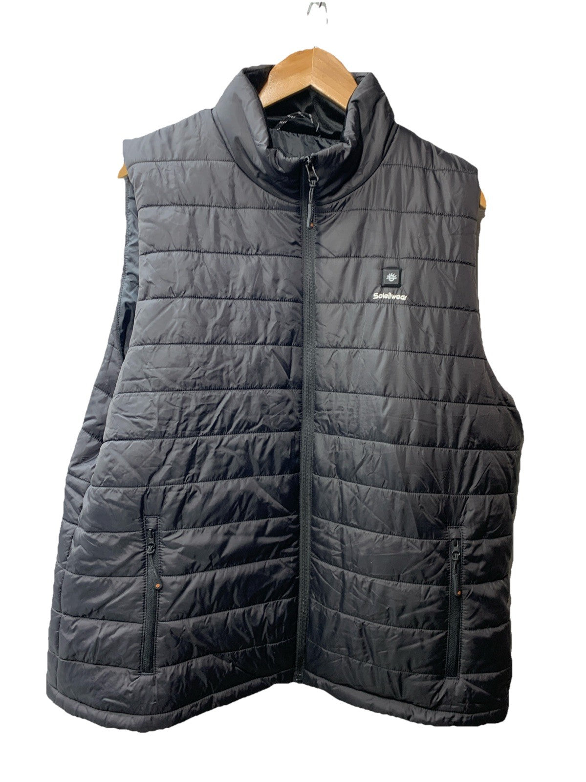 Soleilwear Heated Vest Sleeveless Full-zip Black for Men Running & Jogging Large
