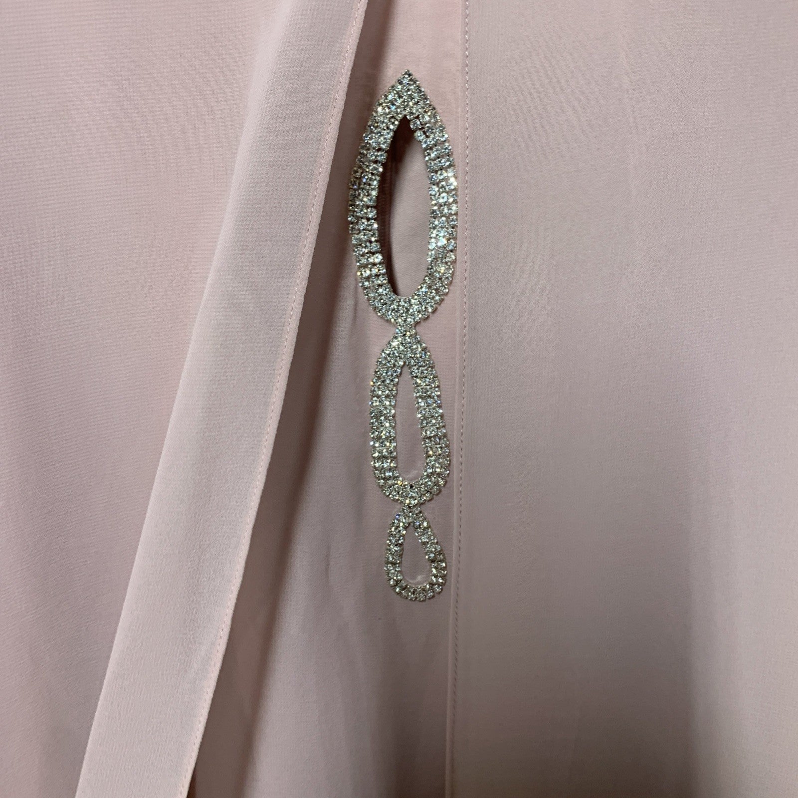 SLNY Women's Cocktail Dress Size 24W Pink Beaded Chiffon Shift with Capelet