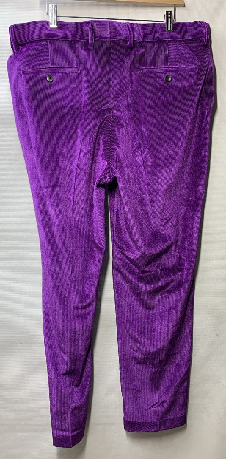 MAGE MALE Mens Suits Velvet Tuxedo Suit Set Slim Fit 2 Piece Size 2XL Purple