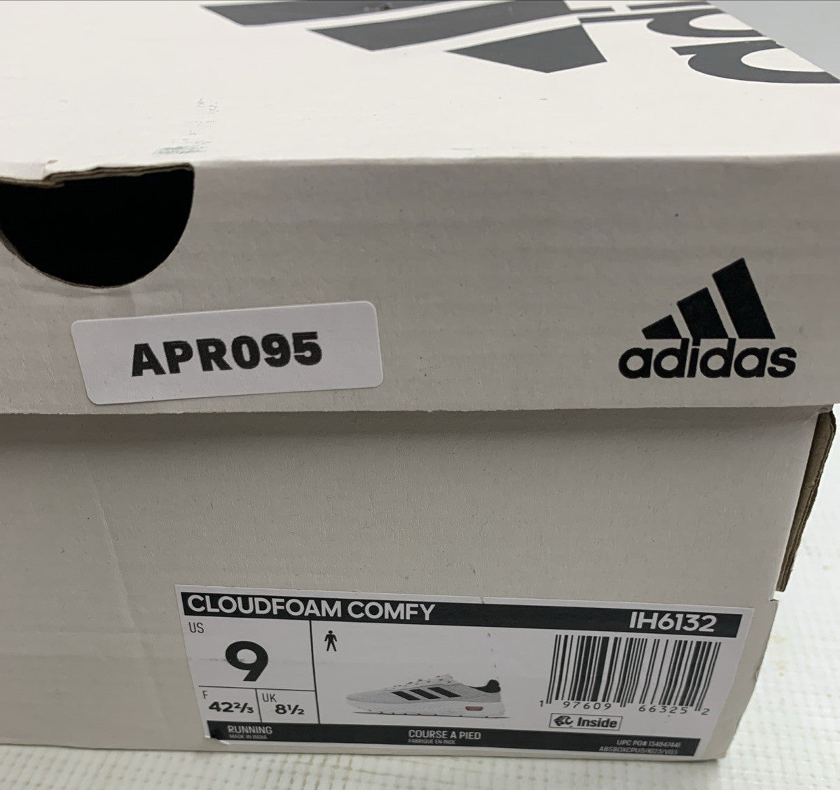 Adidas Cloudfoam Comfy Elastic Lace Ortholite Lace-up White IH3609 Men's Size 9