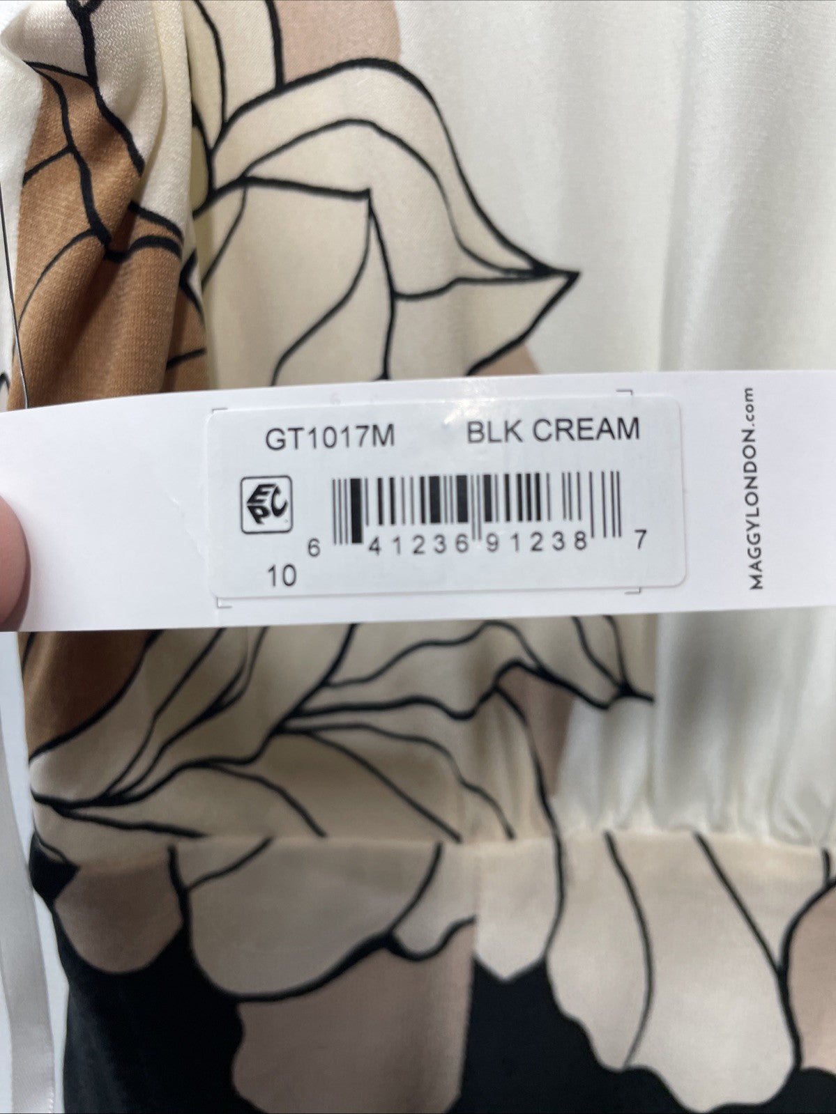 Maggy London Cap-Sleeve Sheath Floral Print Summer Dress Size 10 Cream/Black