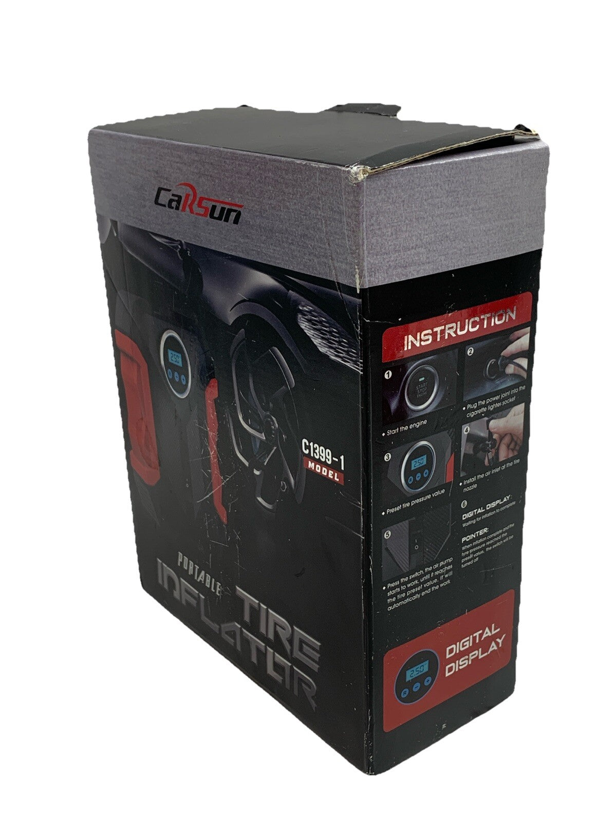 Portable Automobile Air Tire Inflation LED Lamp Tire Compression Pump C1399-1